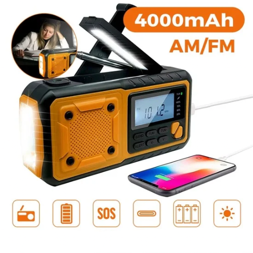 Radio de Survie Multifonction – Lampe, Alarme SOS & Batterie d’Urgence