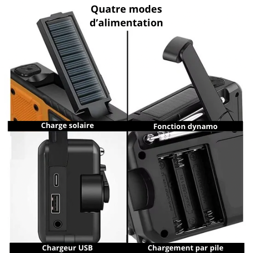 Radio de Survie Multifonction – Lampe, Alarme SOS & Batterie d’Urgence